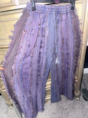KiraT Boho Pleated Wide leg pant Shades of purple